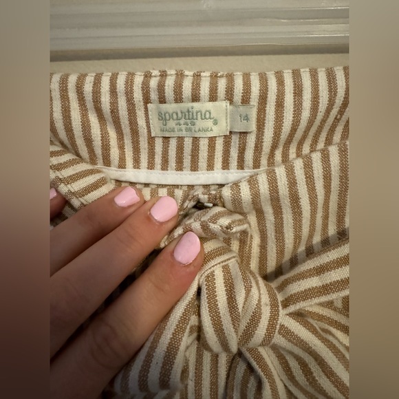Spartina 449 NWT Lawton Stripe Crop Pant in Tannin Stripe Size 14 - Picture 5 of 10